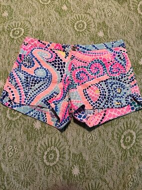 Lilly Pulitzer Pink, Blue & Navy Mosaic High-Waist Shorts